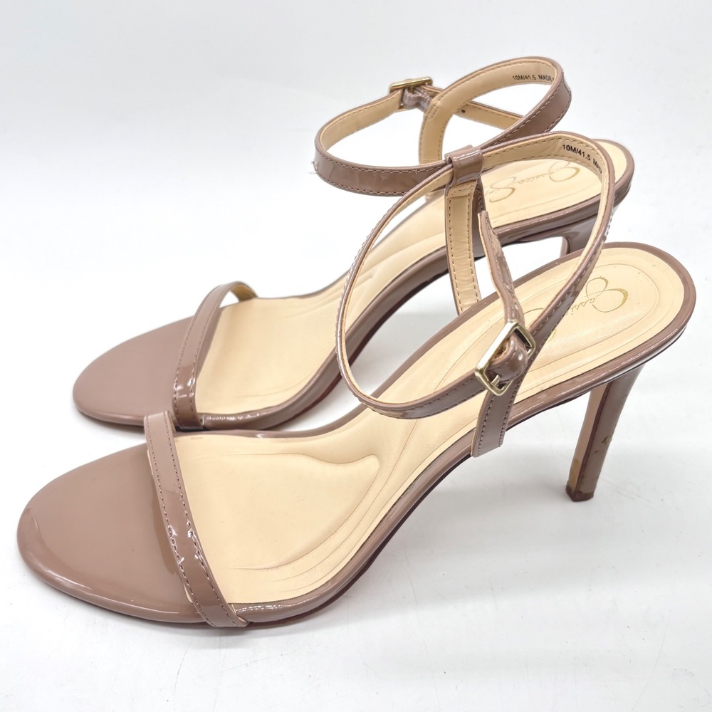 Jessica Simpson Janova Stiletto Sandals Womens 10 Nude Pantent Leather - Picture 2 of 6